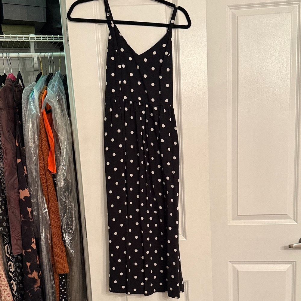 Chic Black Dress with White Polka Dots